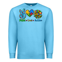 Ocean Blue peace love autism Premium Sweatshirt - AdoDesignShop