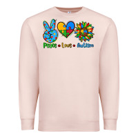 Pale Pink peace love autism Premium Sweatshirt - AdoDesignShop