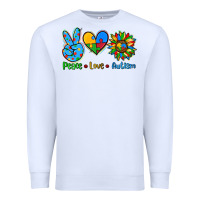 White peace love autism Premium Sweatshirt - AdoDesignShop