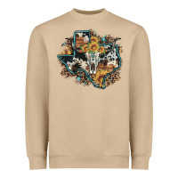 Mushroom bull skull leopard cowhide sunflower texas map Heavyweight Sweatshirt - Artiststas