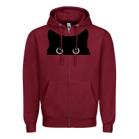 Burgundy Peeking Cat Zipper Hoodie - maiPhamDesign