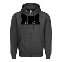 Charcoal Heather Peeking Cat Zipper Hoodie - maiPhamDesign