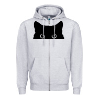 Heather Grey Peeking Cat Zipper Hoodie - maiPhamDesign