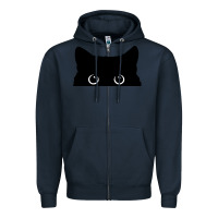 Navy Peeking Cat Zipper Hoodie - maiPhamDesign