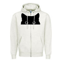 Oatmeal Heather Peeking Cat Zipper Hoodie - maiPhamDesign