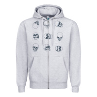 Heather Grey Skulls Zipper Hoodie - maiPhamDesign