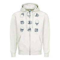 Oatmeal Heather Skulls Zipper Hoodie - maiPhamDesign