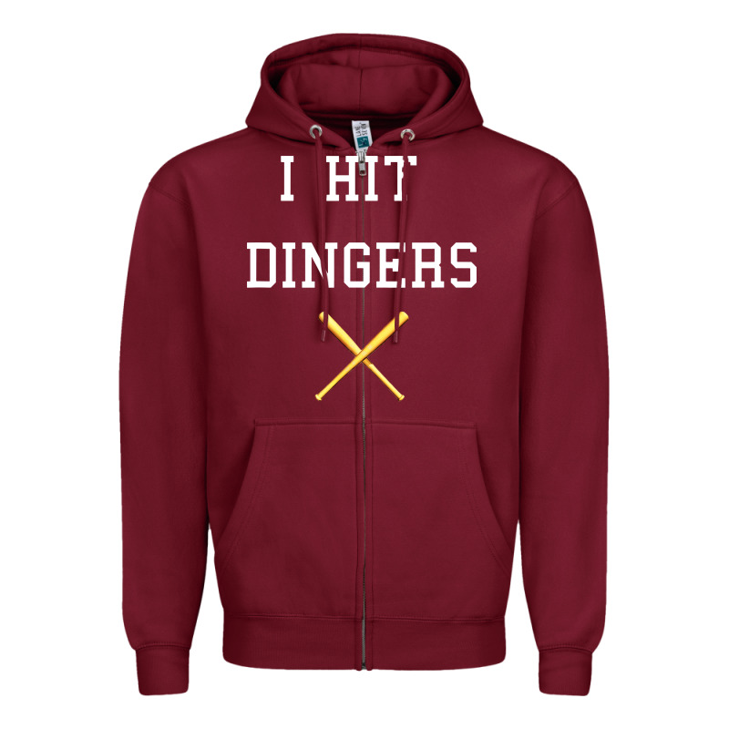 I Hit Dingers Baseball Zipper Hoodie by maiPhamDesign | Teevron