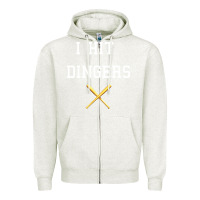 Oatmeal Heather i hit dingers baseball Zipper Hoodie - maiPhamDesign