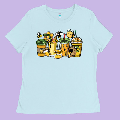 Honey Bee Coffee Cups Ladies Tee Designed By Howdyjamesfarm