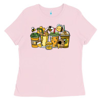 Bubblegum Pink Honey bee coffee cups Ladies Tee - HowdyJamesFarm