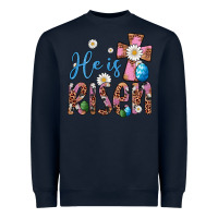 Navy he is risen cross Heavyweight Sweatshirt - Artiststas