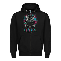 Black race life  messy bun Zipper Hoodie - BarkalooDesign
