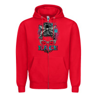 Red race life  messy bun Zipper Hoodie - BarkalooDesign