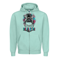 Seafoam race life  messy bun Zipper Hoodie - BarkalooDesign