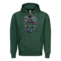 Sports Green race life  messy bun Zipper Hoodie - BarkalooDesign
