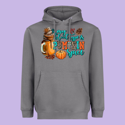 My Blood Type Is Pumpkin Spice Heavyweight Hoodie Designed By Adodesignshop