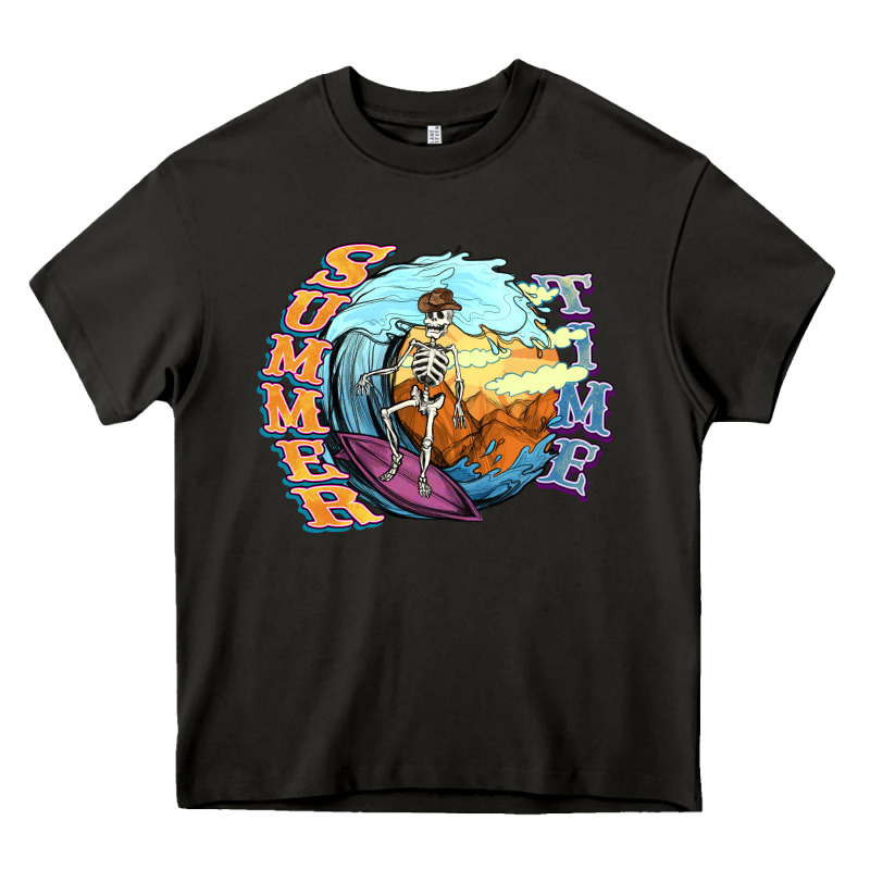 Summer Time Skeleton Surfing Heavy Core Tee by NancyCooperArtShop | Teevron
