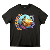 Asphalt summer time skeleton surfing Heavy Core Tee - NancyCooperArtShop
