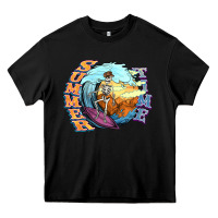 Black summer time skeleton surfing Heavy Core Tee - NancyCooperArtShop