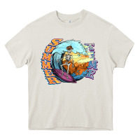 Cream summer time skeleton surfing Heavy Core Tee - NancyCooperArtShop