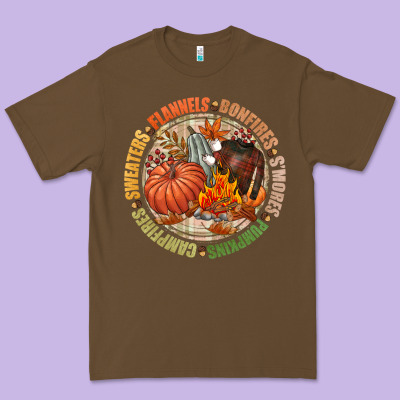 Bonfires Flannels Smores Campfires Pumpkin Premium Tee Designed By Nancycooperartshop