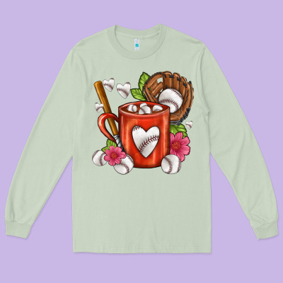 Baseball Coffee Cup Long Sleeve Tee Designed By Fadigitalartstudio