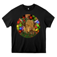 Black Brown Cow Christmas Heavy Core Tee - RanaPortraitStore
