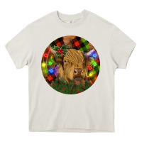 Cream Brown Cow Christmas Heavy Core Tee - RanaPortraitStore