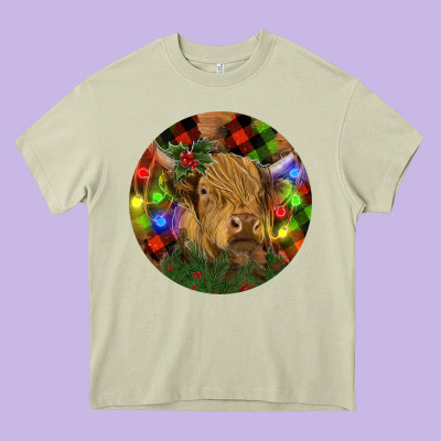 Brown Cow Christmas Heavy Core Tee Designed By Ranaportraitstore