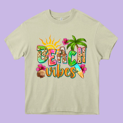 Beach Vibes Heavy Core Tee Designed By Nancycooperartshop