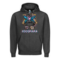 Charcoal Heather dog mama messy bun Zipper Hoodie - BarkalooDesign