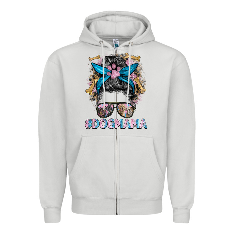 Dog Mama Messy Bun Zipper Hoodie by BarkalooDesign | Teevron