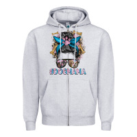 Heather Grey dog mama messy bun Zipper Hoodie - BarkalooDesign