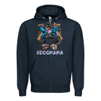 Navy dog mama messy bun Zipper Hoodie - BarkalooDesign