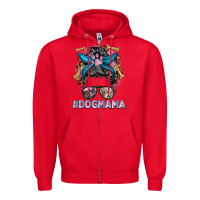 Red dog mama messy bun Zipper Hoodie - BarkalooDesign