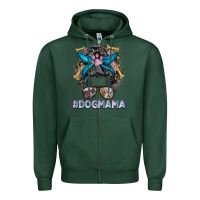 Sports Green dog mama messy bun Zipper Hoodie - BarkalooDesign