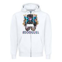 White dog mama messy bun Zipper Hoodie - BarkalooDesign