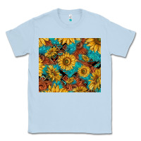 Dusty Blue rustic sunflowers Classic Tee - TumblerDesignByShophia