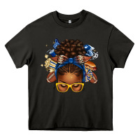 Asphalt blue and gold american football afro messy bun Heavy Core Tee - texasbilliewilder