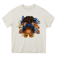Cream blue and gold american football afro messy bun Heavy Core Tee - texasbilliewilder