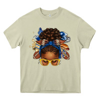 Mossy blue and gold american football afro messy bun Heavy Core Tee - texasbilliewilder