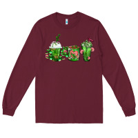 Burgundy Cactus Lover Cactus Coffee Cups Long Sleeve Tee - FaDigitalArtStudio