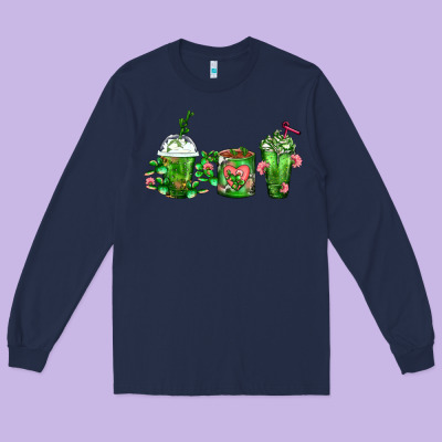 Cactus Lover Cactus Coffee Cups Long Sleeve Tee Designed By Fadigitalartstudio
