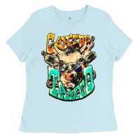 Baby Blue Can't be tamed cow Ladies Tee - HowdyJamesFarm