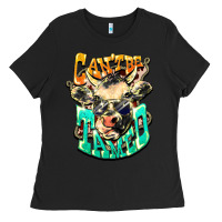 Black Can't be tamed cow Ladies Tee - HowdyJamesFarm