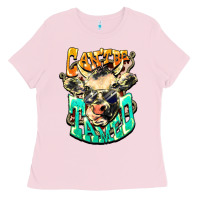Bubblegum Pink Can't be tamed cow Ladies Tee - HowdyJamesFarm