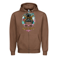 Chestnut nail tech life messy bun Zipper Hoodie - BarkalooDesign