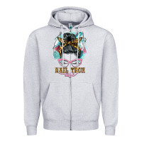 Heather Grey nail tech life messy bun Zipper Hoodie - BarkalooDesign
