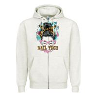 Oatmeal Heather nail tech life messy bun Zipper Hoodie - BarkalooDesign